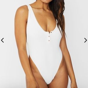 Frankies Bikinis “Adele” Ribbed One Piece in Small